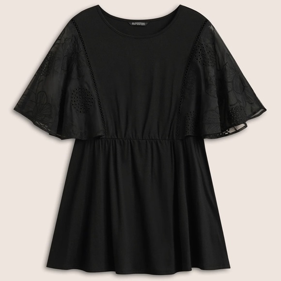 BloomChic Plus SIze 2XL Crochet Lace Mesh Cut Out Ruffle Sleeve Knit Top us18-20 - Picture 6 of 7